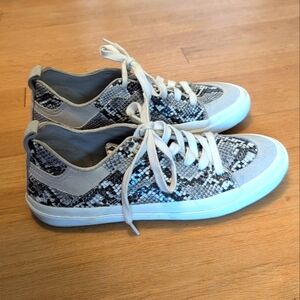 Zara Sneakers Womens 6.5 Snakeskin Print Faux Leather + Suede Casual Sneakers